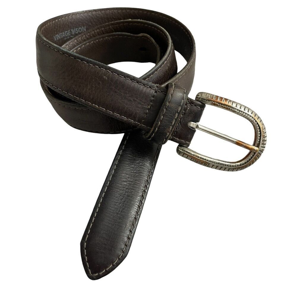 Vintage Bison Western Belt Womens Large Corsican Leather Brown Cowgirl 20212